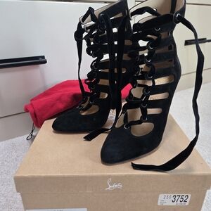 Christian Louboutin Black Lace-Up Women's Shoes Spinetita